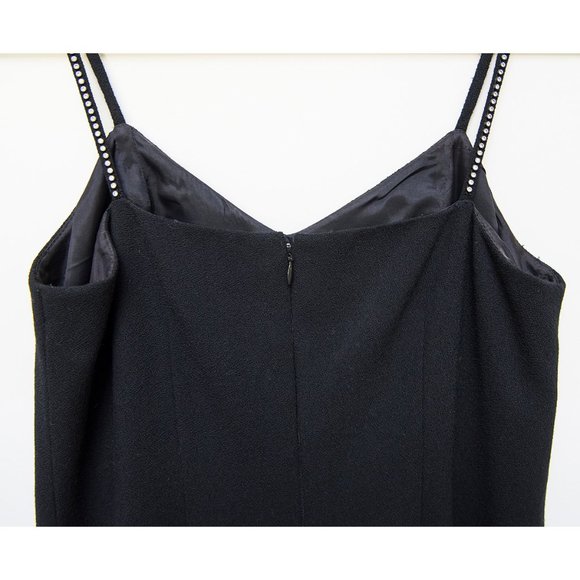 David Hayes Vintage 80s Black Cocktail Dress Rhinestone Straps sz 8 - Picture 7 of 7
